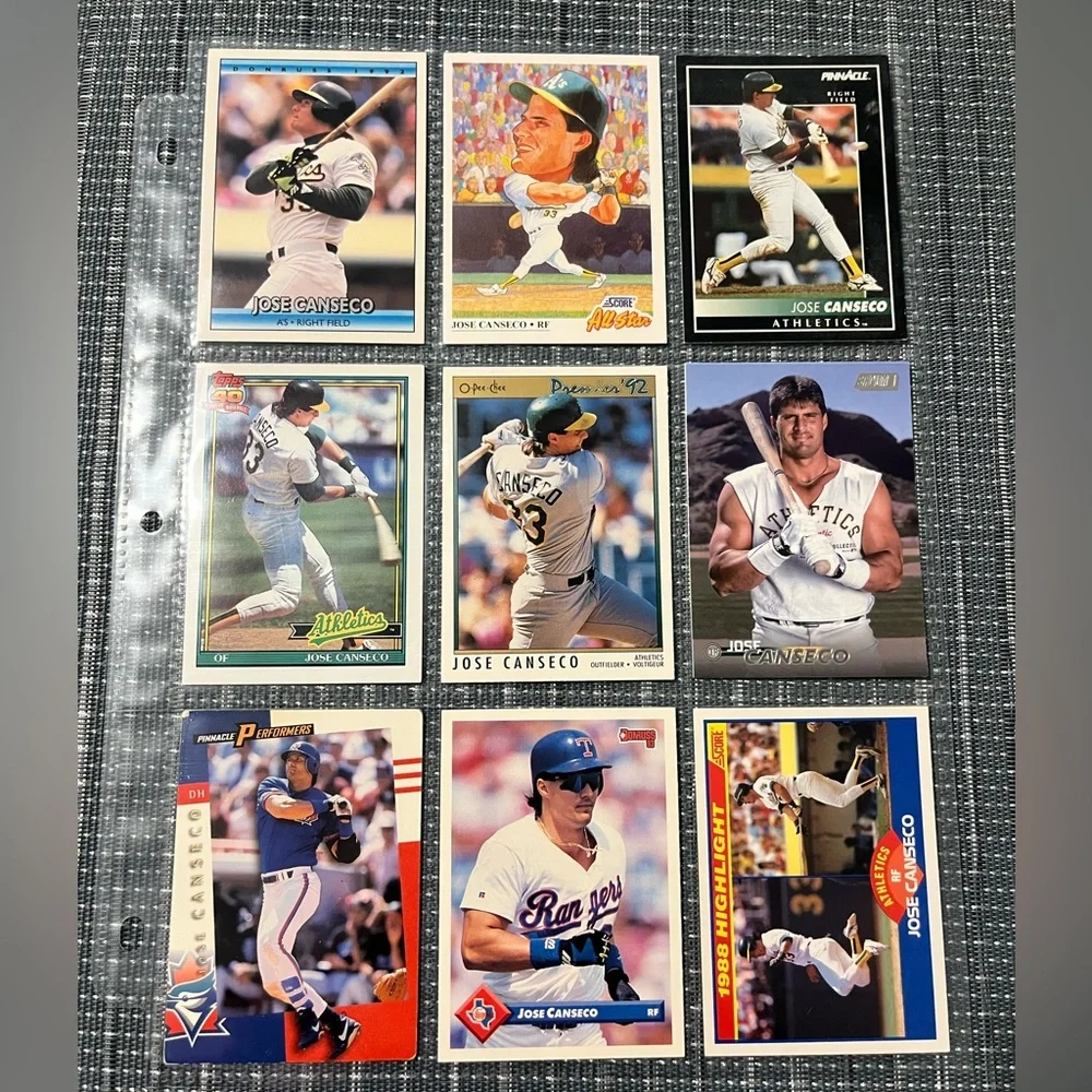 ⚾️ Jose Canseco MLB Baseball Sports Trading Cards, Lot of 9